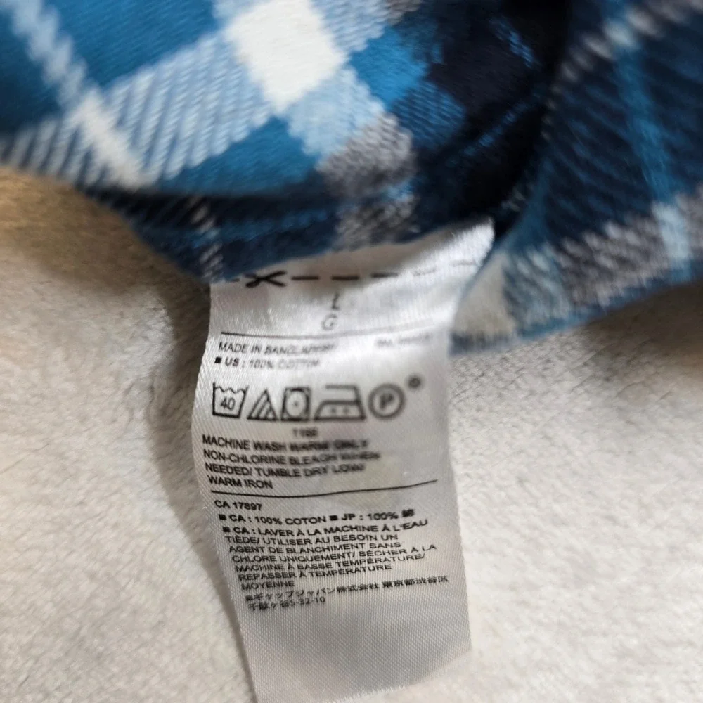 Banana Republic Flannel Shirt Mens Large Teal Plaid Long Sleeve‎ Standard Fit